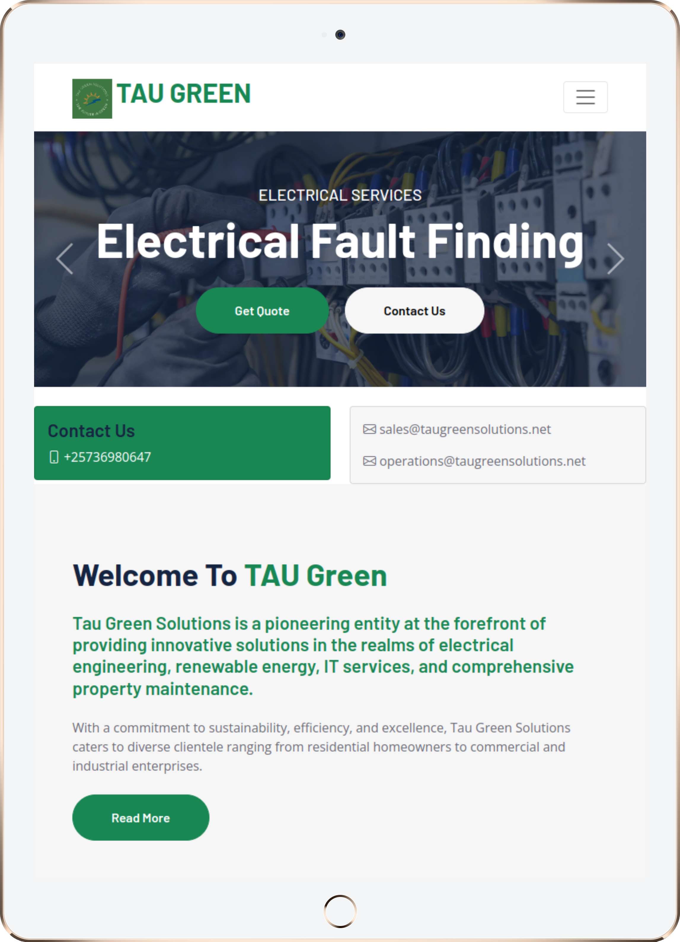 Website for Taugreen Solutions